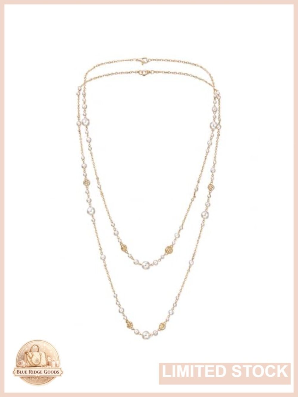 Layered Pearl and Gold Necklace Long Sweater Chain Women Jewelry